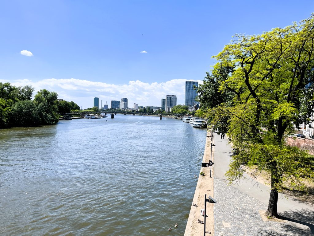 River Main promenade Frankfurt Germany Europe